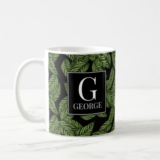 Personalisierte erste Monogramm-Tasse für das Leaf Kaffeetasse (Links)