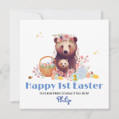 Personalisierte Erste Osterkarte, 1. Osterbär Feiertagskarte (Vorderseite)