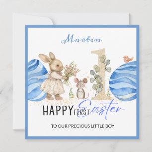 Personalisierte Erste Osterkarte, Osterhase,2Eier Feiertagskarte