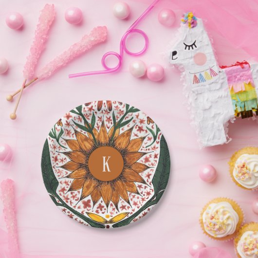 Personalisierte erste Party-Platte für Blumenpapie Pappteller (Party)