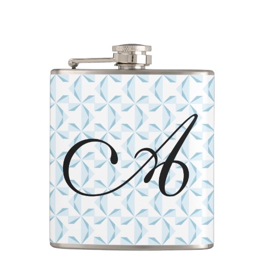 Personalisierte erste Sky Blue Pinwheels Flachmann (Vorderseite)