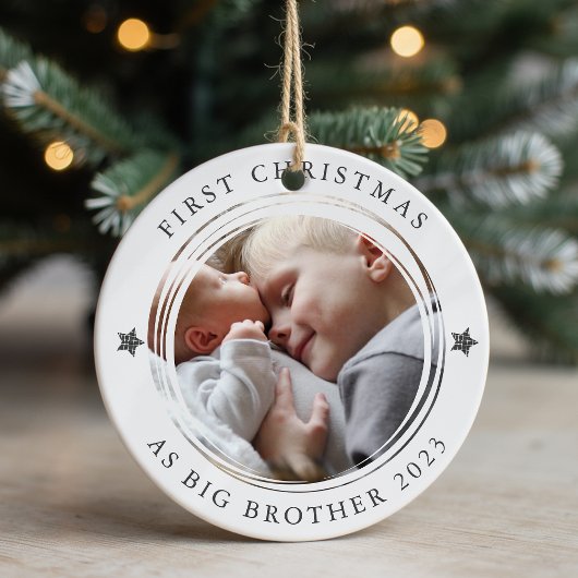 Personalisierte erste Weihnachten als Big Brother Keramik Ornament