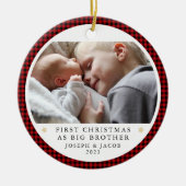 Personalisierte erste Weihnachten als Big Brother  Keramik Ornament (Vorne)