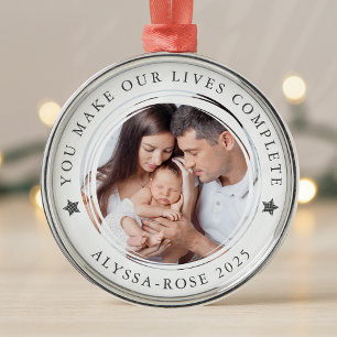 Personalisierte Erste Weihnachten als Eltern Foto Ornament Aus Metall