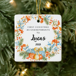 Personalisierte erste Weihnachten als Großeltern Keramikornament