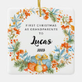 Personalisierte erste Weihnachten als Großeltern Keramikornament (Vorderseite)