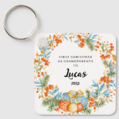 Personalisierte erste Weihnachten als Großeltern Schlüsselanhänger (Vorderseite)