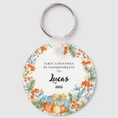 Personalisierte erste Weihnachten als Großeltern Schlüsselanhänger (Vorderseite)