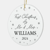 Personalisierte erste Weihnachten als Mr. & Mrs. F Keramik Ornament (Links)