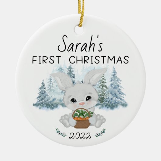 Personalisierte erste Weihnachten, Baby's First Ce Keramik Ornament (Vorne)