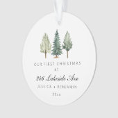 Personalisierte erste Weihnachten Unsere neue Zuha Ornament (Vorderseite)