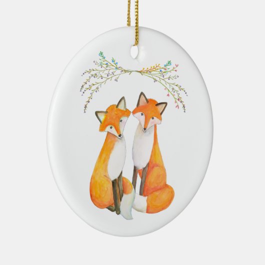 Personalisierte erste Weihnachten zusammen Fox Cou Keramik Ornament (Rechts)