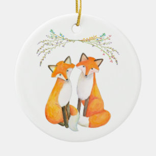 Personalisierte erste Weihnachten zusammen Fox Cou Keramik Ornament