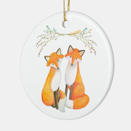 Personalisierte erste Weihnachten zusammen Fox Cou Keramik Ornament (Links)