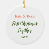 Personalisierte erste Weihnachten zusammen Fox Cou Keramik Ornament (Hinten)