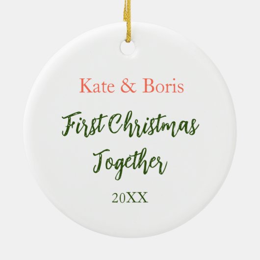 Personalisierte erste Weihnachten zusammen Fox Cou Keramik Ornament (Hinten)