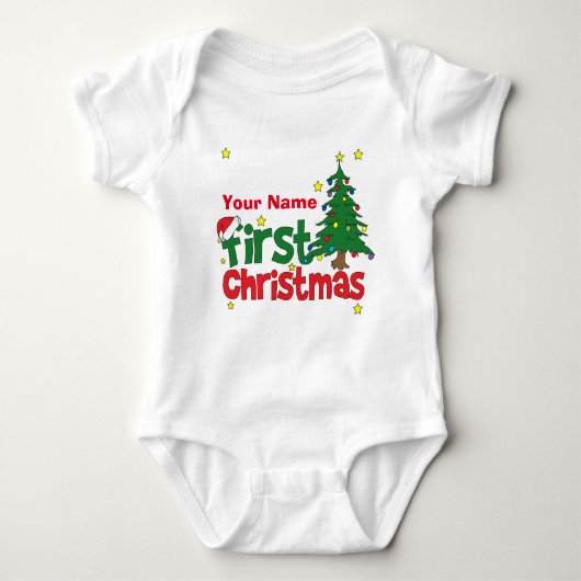 Personalisierte Erste Weihnachtsfeier Baby Strampler (Vorderseite)