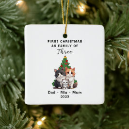 Personalisierte erste Weihnachtszeit als Familie v Keramikornament