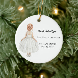 Personalisierte Erstkommunion Mädchen  Keramik Ornament
