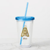 Personalisierte Erstmalige Monogramm-Gold-Typograf Acryltrinkbecher (Rückseite)