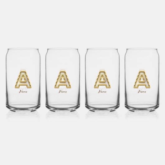 Personalisierte Erstmalige Monogramm-Gold-Typograf Dosenglas (Vorderseite)