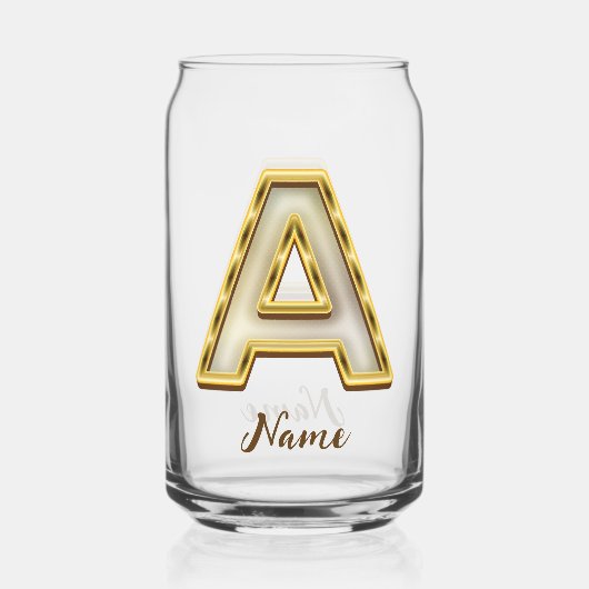 Personalisierte Erstmalige Monogramm-Gold-Typograf Dosenglas (Vorderseite)
