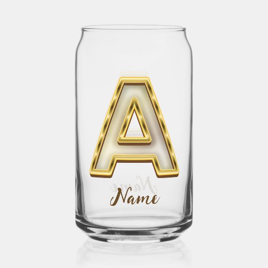 Personalisierte Erstmalige Monogramm-Gold-Typograf Dosenglas (Rückseite)