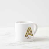 Personalisierte Erstmalige Monogramm-Gold-Typograf Espressotasse (Vorderseite Rechts)