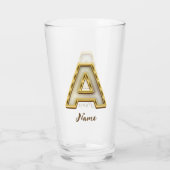 Personalisierte Erstmalige Monogramm-Gold-Typograf Glas (Rückseite)
