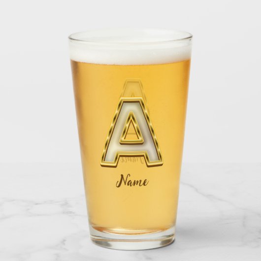 Personalisierte Erstmalige Monogramm-Gold-Typograf Glas (Vorne (Gefüllt))