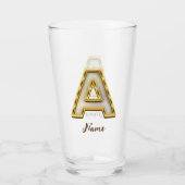 Personalisierte Erstmalige Monogramm-Gold-Typograf Glas (Vorderseite)