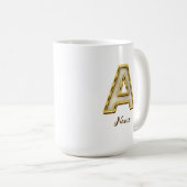 Personalisierte Erstmalige Monogramm-Gold-Typograf Kaffeetasse (VorderseiteRechts)