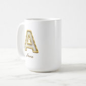 Personalisierte Erstmalige Monogramm-Gold-Typograf Kaffeetasse (Vorderseite Links)