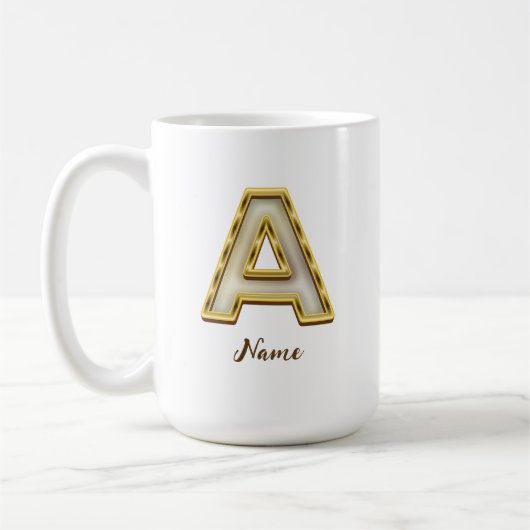 Personalisierte Erstmalige Monogramm-Gold-Typograf Kaffeetasse (Links)