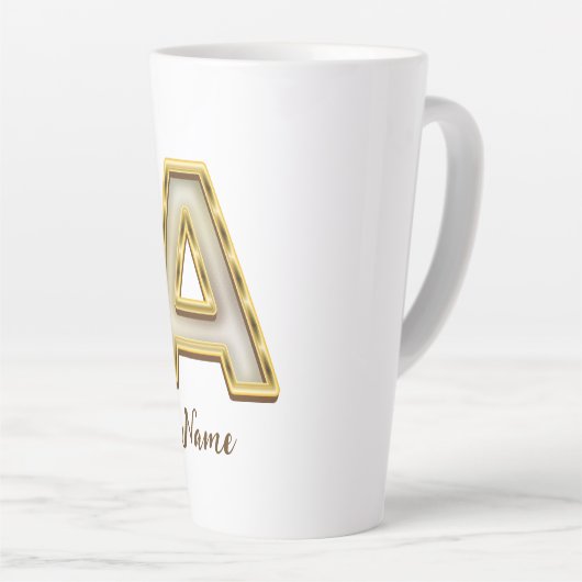 Personalisierte Erstmalige Monogramm-Gold-Typograf Milchtasse (Rechte Ecke)