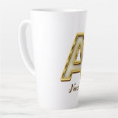Personalisierte Erstmalige Monogramm-Gold-Typograf Milchtasse (Linke Ecke)