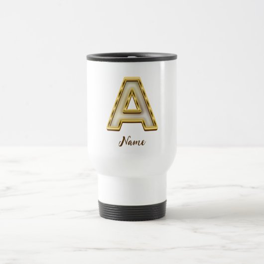 Personalisierte Erstmalige Monogramm-Gold-Typograf Reisebecher (Mittel)