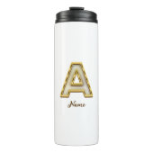Personalisierte Erstmalige Monogramm-Gold-Typograf Thermosbecher (Vorderseite)