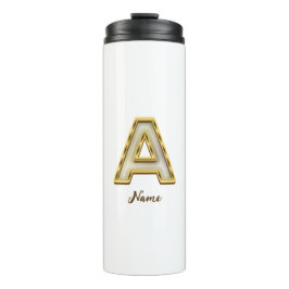 Personalisierte Erstmalige Monogramm-Gold-Typograf Thermosbecher