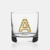 Personalisierte Erstmalige Monogramm-Gold-Typograf Whiskyglas (Vorderseite)