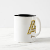 Personalisierte Erstmalige Monogramm-Gold-Typograf Zweifarbige Tasse (VorderseiteRechts)