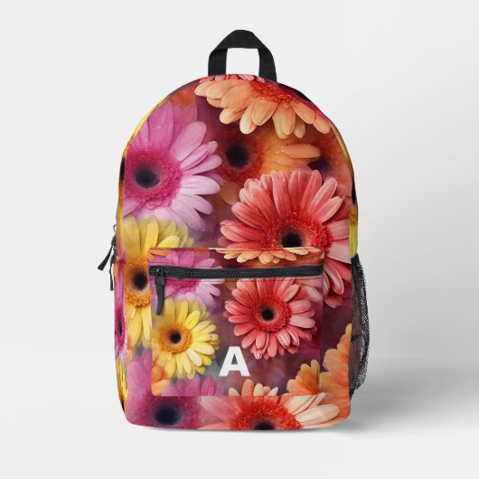 Personalisierte Erstwasserfarbe Gerbera Blume Bedruckter Rucksack (Vorderseite)