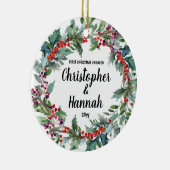 Personalisierte Erstweihnachtskameraden - Geschenk Keramik Ornament (Rechts)