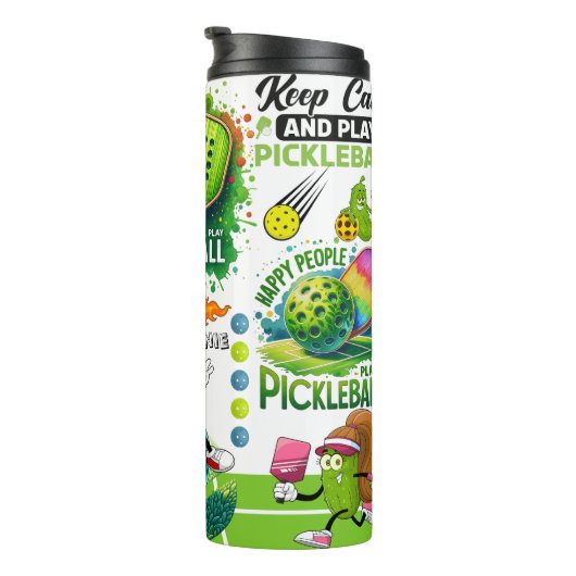 Personalisierte "Es ist Pickleball-Zeit" Thermosbecher (Nach rechts gedreht)