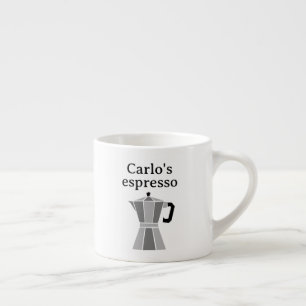 Personalisierte Espressotasse mit Moka-Kanne-Desig