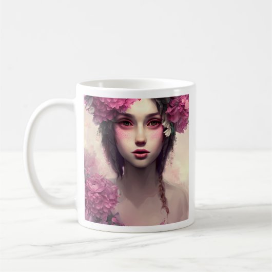 Personalisierte Ethereal-Girl mit rosa Freckles Kaffeetasse (Links)