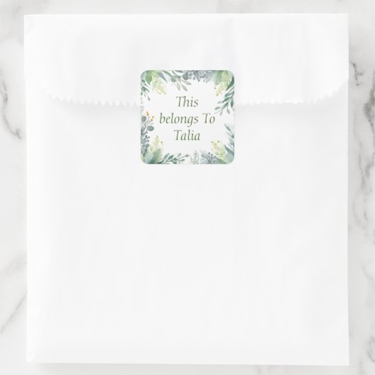 Personalisierte Etiketten Quadratischer Aufkleber (Tasche)