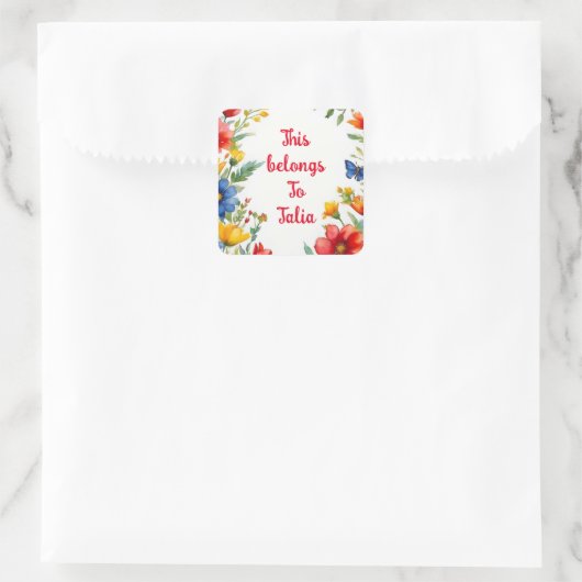 Personalisierte Etiketten Quadratischer Aufkleber (Tasche)