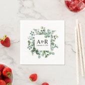 Personalisierte Eukalyptus-Couple-Initials-Hochzei Serviette (Beispiel)