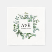 Personalisierte Eukalyptus-Couple-Initials-Hochzei Serviette (Vorderseite)